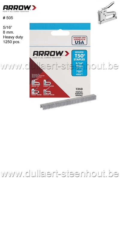 Dullaert-Steenhout | Arrow 1250 Nieten 5/16 lengte 8 mm. voor nietmachine / tacker T50