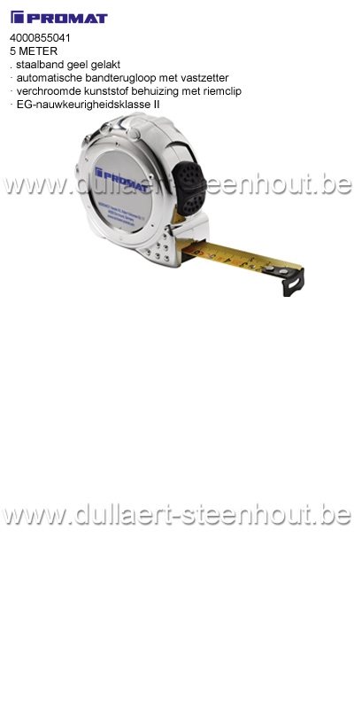 Promat rolmeter 5 meter met staalband geel gelakt - 4000855041