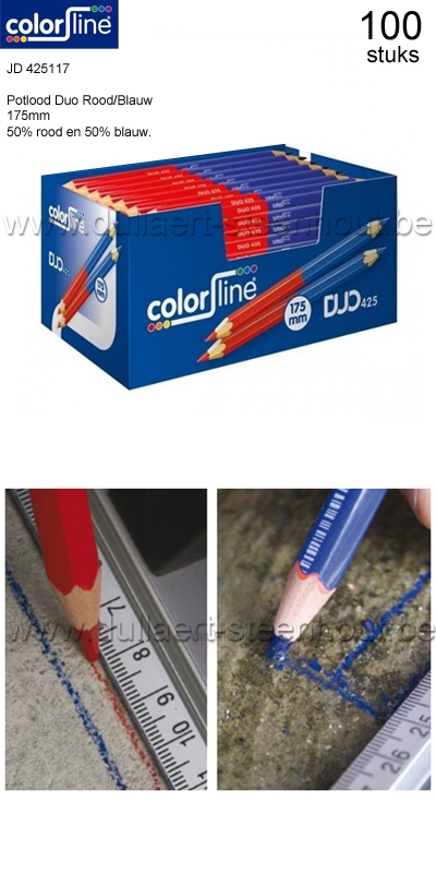 Colorline JD425117 100 potloden rood / blauw 175 mm. - 5420000041196