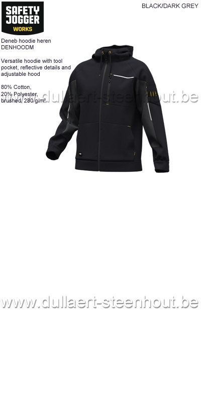 Safety Jogger werksweater met kap + rits Deneb - Black